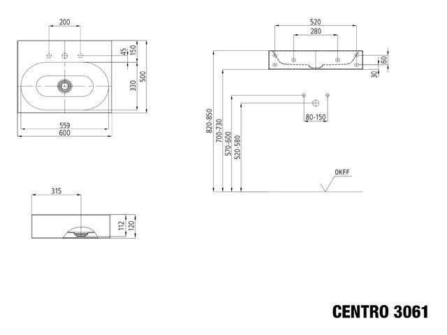 CENTRO WANDWASCHTISCH