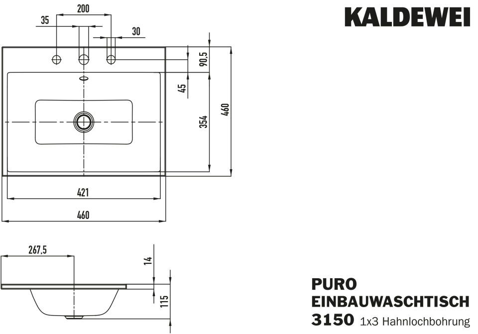 PURO EINBAUWASCHTISCH