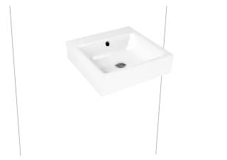 PURO WANDWASCHTISCH, Mod.3163 460x460mm, cool grey 90, Perl-Effekt, Antidröhn mit 1-er Hahnlochbohrung, mit Überlauf