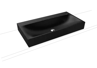 SILENIO AUFSATZWASCHTISCH (RANDHÖHE 120 MM), Mod.3043 900x460mm, schwarz matt 100, Perl-Effekt, Antidröhn ohne Überlauf