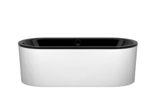 Badewanne CLASSIC DUO OVAL freistehend, Mod.111-7 1800x800mm schwarz, Perl-Effekt, Verkleidungsträger alpinweiß matt