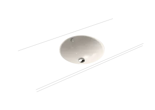 CLASSIC UNTERBAUWASCHTISCH, Mod.3182 d:491mm, pergamon, Perl-Effekt, Antidröhn mit Überlauf, Sichtteile chrom