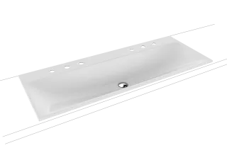 SILENIO EINBAU-DOPPELWASCHTISCH, Mod.3039-D 1200x 460mm, alpinweiß, Perl-Effekt, Antidröhn mit 2x3- er Hahnlochborhung für Doppelwaschtisch, ohne Überlauf