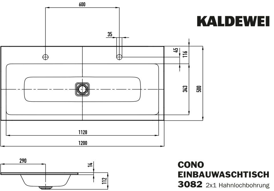CONO EINBAU-DOPPELWASCHTISCH