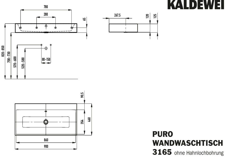 PURO WANDWASCHTISCH
