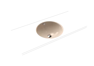 CLASSIC UNTERBAUWASCHTISCH, Mod.3182 d:491mm, bahamabeige, Perl-Effekt, Antidröhn mit Überlauf, Sichtteile chrom