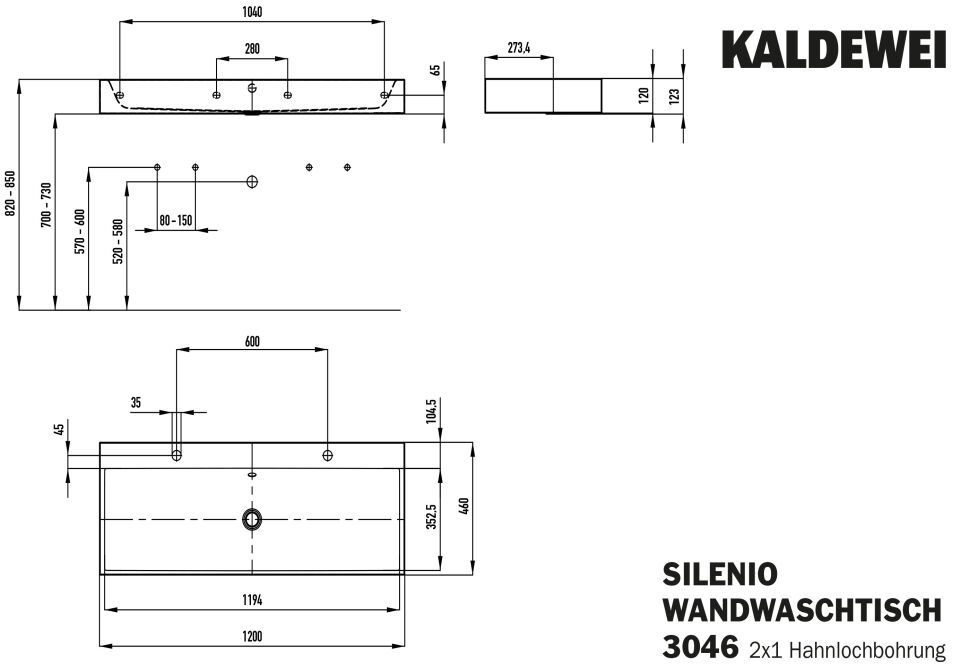 SILENIO WAND-DOPPELWASCHTISCH