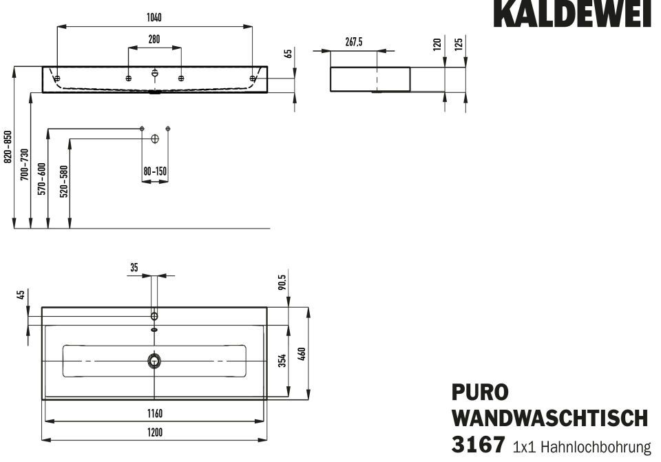 PURO WANDWASCHTISCH
