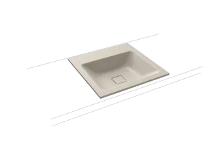 CONO EINBAUWASCHTISCH, Mod.3075 500x500mm, warm grey 10, Perl-Effekt, Antidröhn mit 1-er Hahnlochbohrung, ohne Überlauf