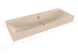 SILENIO AUFSATZWASCHTISCH (RANDHÖHE 120 MM), Mod.3049 1200x460mm, bahamabeige, Perl-Effekt, Antidröhn mit Überlauf, Sichtteile chrom