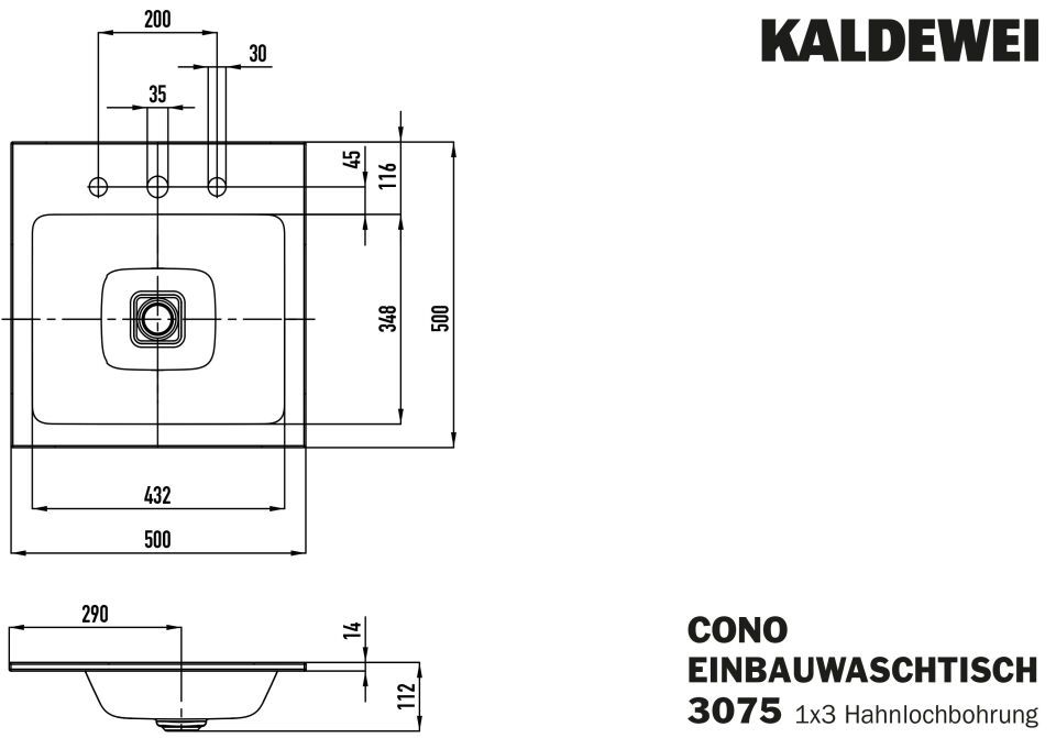 CONO EINBAUWASCHTISCH