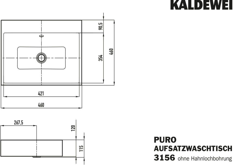 PURO AUFSATZWASCHTISCH (RANDHÖHE 120 MM)