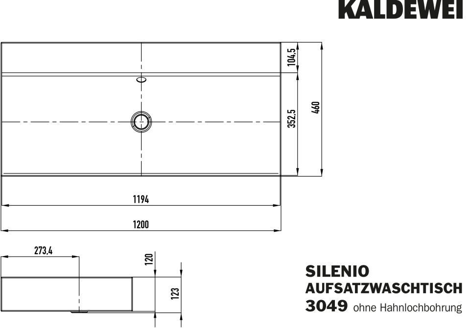 SILENIO AUFSATZWASCHTISCH (RANDHÖHE 120 MM)