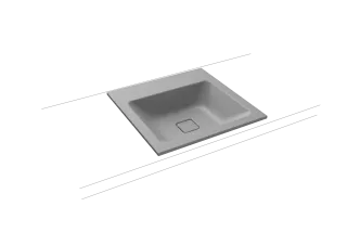 CONO EINBAUWASCHTISCH, Mod.3075 500x500mm, cool grey 30, Perl-Effekt, Antidröhn mit 1-er Hahnlochbohrung, ohne Überlauf