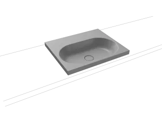 CENTRO AUFSATZWASCHTISCH (RANDHÖHE 40MM), Mod.3055 600x500mm, cool grey 30, Perl-Effekt, Antidröhn ohne Überlauf