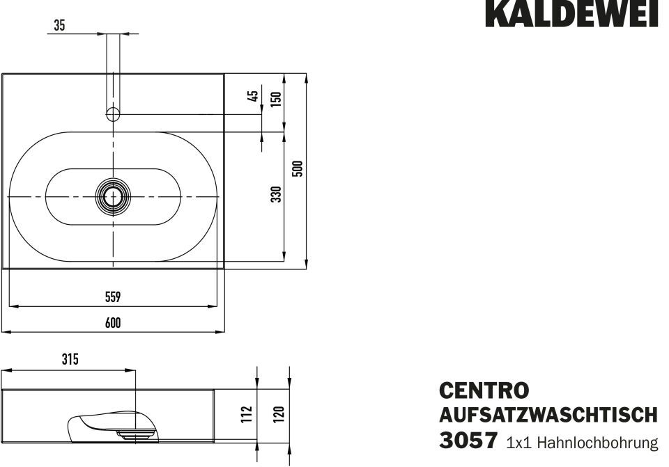 CENTRO AUFSATZWASCHTISCH (RANDHÖHE 120 MM)