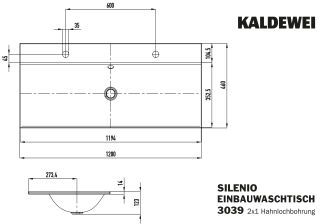 SILENIO EINBAU-DOPPELWASCHTISCH, Mod.3039-D 1200x 460mm, alpinweiß matt, Perl-Effekt, Antidröhn mit 2x1-er Hahnlochbohrung für Doppelwaschtisch, mit Überlauf, Sichtteile alpinweiß