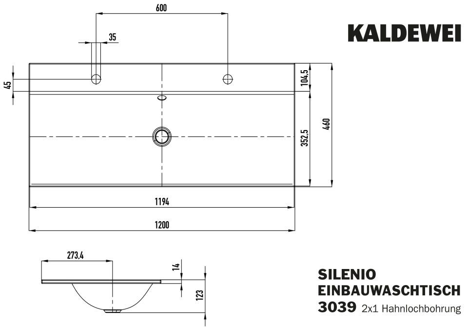 SILENIO EINBAU-DOPPELWASCHTISCH