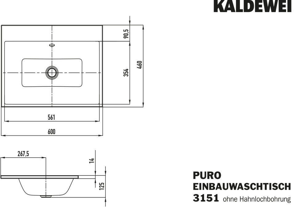PURO EINBAUWASCHTISCH