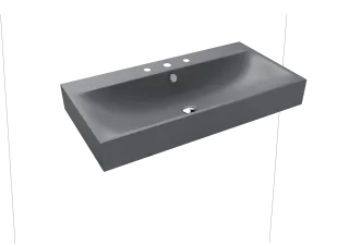 SILENIO WANDWASCHTISCH, Mod.3045 900x460mm, cool grey 70, Perl-Effekt, Antidröhn mit 3-er Hahnlochbohrung, mit Überlauf, Sichtteile chrom