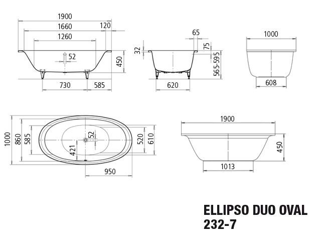 ELLIPSO DUO OVAL FREISTEHEND Badewanne