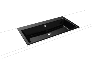 PURO EINBAUWASCHTISCH, Mod.3152 900x460mm, schwarz , Perl-Effekt, Antidröhn mit Überlauf, Sichtteile chrom