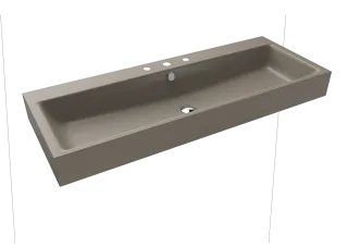PURO WANDWASCHTISCH, Mod.3167 1200x460mm, warm grey 60, Perl-Effekt, Antidröhn mit 3-er Hahnlochbohrung, mit Überlauf, Sichtteile chrom