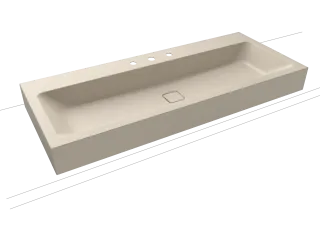 CONO WANDWASCHTISCH, Mod.3091 1200x500mm, warm beige 20, Perl-Effekt, Antidröhn mit 3-er Hahnlochbohrung, ohne Überlauf