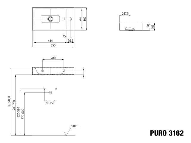 PURO WAND-HANDWASCHTISCH