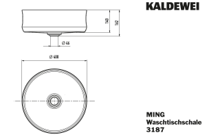 MING Waschtisch-Schale, Mod.3187 d:400mm, alpinweiß matt, Perl-Effekt, ohne Überlauf