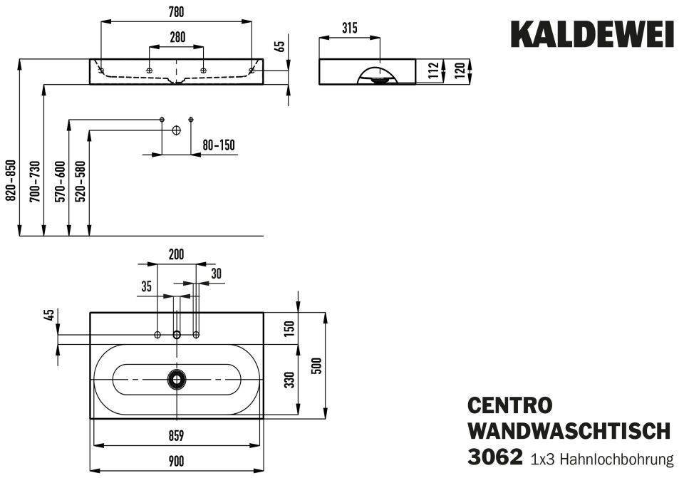 CENTRO WANDWASCHTISCH