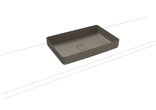 MIENA WASCHTISCH-SCHALE, Mod.3185 580x380mm, warm grey 60, Perl-Effekt, ohne Überlauf