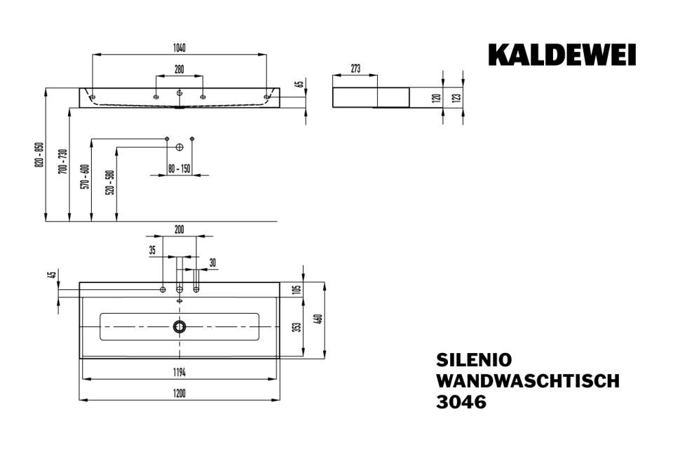 SILENIO WANDWASCHTISCH