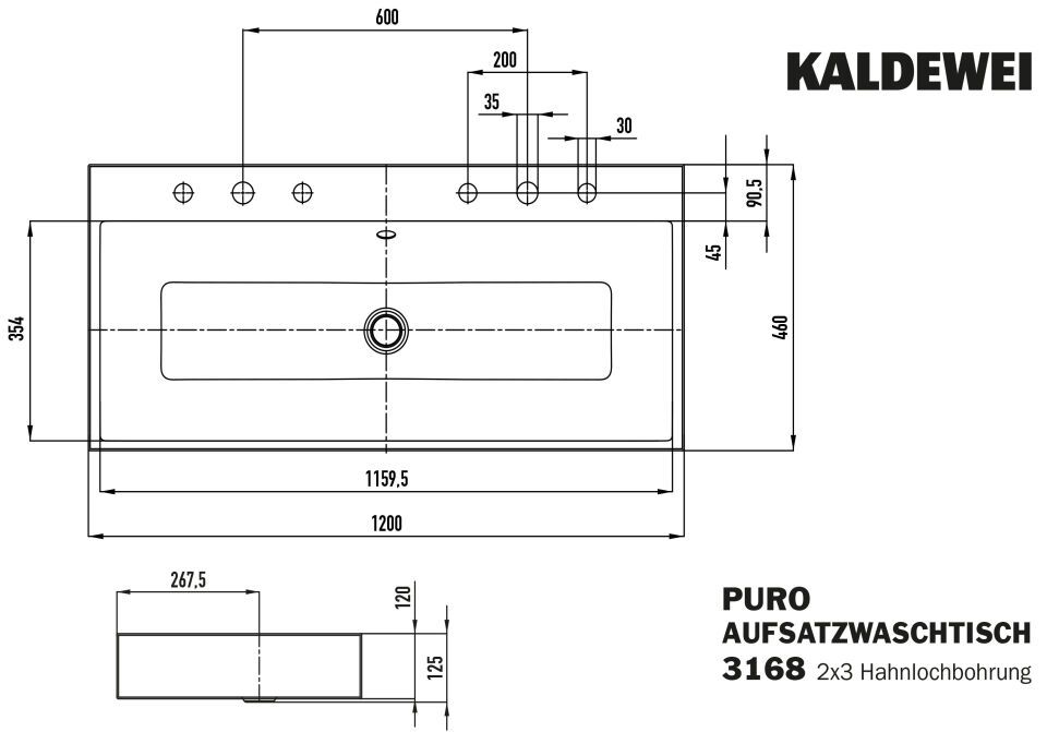 PURO AUFSATZ-DOPPELWASCHTISCH (RANDHÖHE 120 MM)