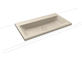 CONO AUFSATZWASCHTISCH (RANDHÖHE 40 MM), Mod.3084 900x500mm, warm beige 20, Perl-Effekt, Antidröhn ohne Überlauf