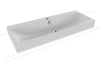 SILENIO AUFSATZWASCHTISCH (RANDHÖHE 120 MM), Mod.3049 1200x460mm, manhattan, Perl-Effekt, Antidröhn mit 3-er Hahnlochbohrung, mit Überlauf, Sichtteile schwarz matt 100