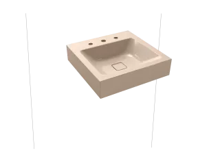 CONO WANDWASCHTISCH, Mod.3079 500x500mm, bahamabeige, Perl-Effekt, Antidröhn mit 3-er Hahnlochbohrung, ohne Überlauf