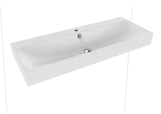 SILENIO WANDWASCHTISCH, Mod.3046 1200x460mm, alpinweiß, Perl-Effekt, Antidröhn mit 3-er Hahnlochbohrung, mit Überlauf, Sichtteile schwarz matt 100