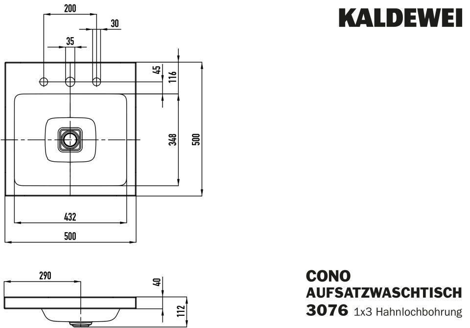 CONO AUFSATZWASCHTISCH (RANDHÖHE 40 MM)