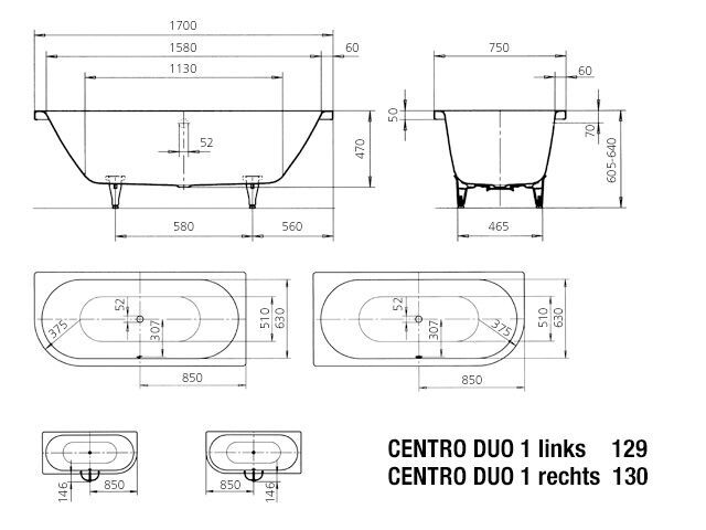 CENTRO DUO 1 LINKS Badewanne