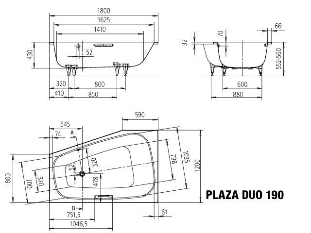 PLAZA DUO RECHTS Badewanne