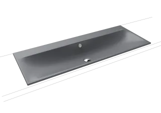 SILENIO EINBAU-DOPPELWASCHTISCH, Mod.3039-D 1200x 460mm, cool grey 70, Perl-Effekt, Antidröhn mit 2x 1-er Hahnlochbohrung für Doppelwaschtisch, mit Überlauf, Sichtteile chrom