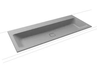 CONO EINBAUWASCHTISCH, Mod.3082 1200x500mm, cool grey 30, Perl-Effekt, Antidröhn mit 1-er Hahnlochbohrung, ohne Überlauf