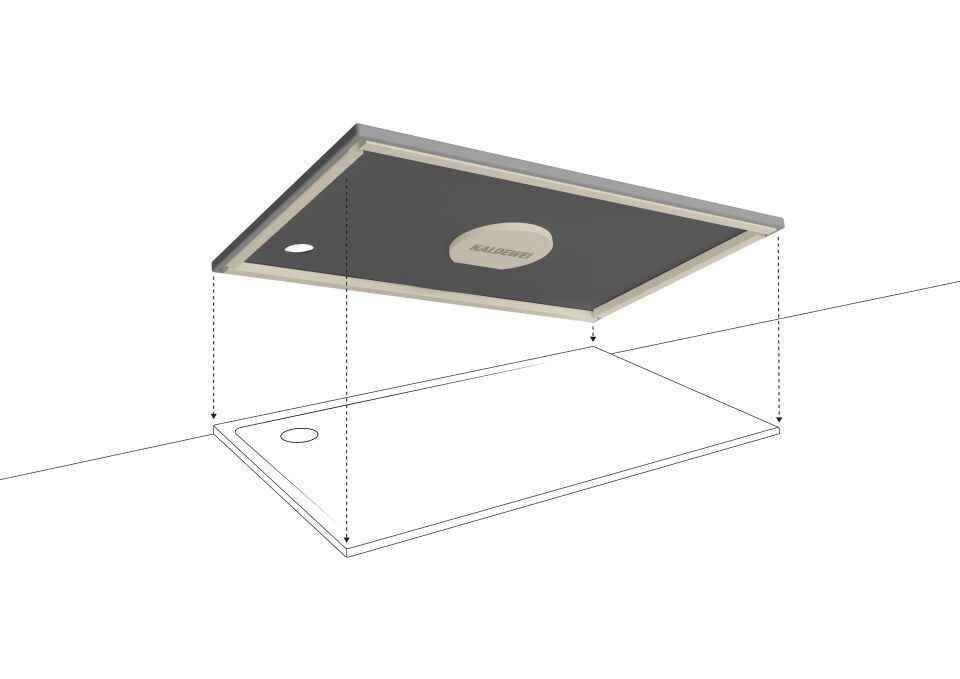 Duschfläche SUPERPLAN ZERO MIT WANNENTRÄGER EXTRAFLACH, Mod.1512-5 700x800mm, cool grey 80, Invisible Grip