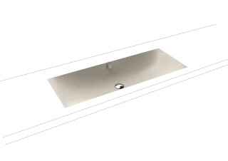 SILENIO UNTERBAUWASCHTISCH, Mod.3048 934x391mm, warm grey 10, Perl-Effekt, Antidröhn mit Überlauf, Sichtteile chrom