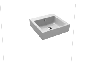PURO WANDWASCHTISCH, Mod.3163 460x460mm, manhattan , Perl-Effekt, Antidröhn mit 1-er Hahnlochbohrung, mit Überlauf, Sichtteile alpinweiß