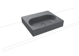 CENTRO AUFSATZWASCHTISCH (RANDHÖHE 120 MM), Mod.3057 600x500mm, cool grey 70, Perl-Effekt, Antidröhn ohne Überlauf