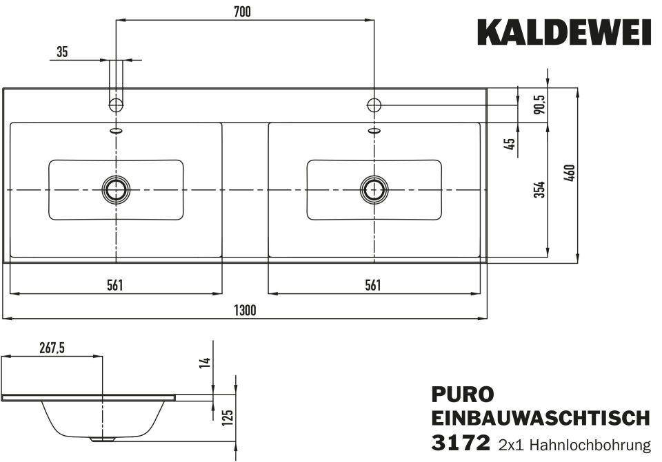 CONO AUFSATZWASCHTISCH (RANDHÖHE 120 MM)