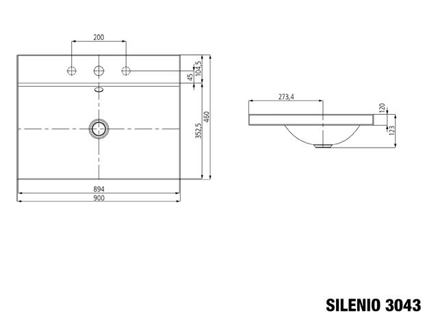 SILENIO AUFSATZWASCHTISCH (RANDHÖHE 120 MM)