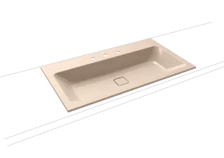 CONO EINBAUWASCHTISCH, Mod.3081 900x500mm, bahamabeige, Perl-Effekt, Antidröhn mit 3-er Hahnlochbohrung, ohne Überlauf